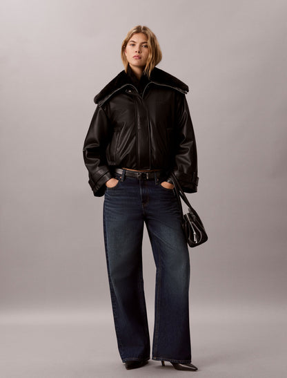 Calvin Klein Faux Leather Padded Bomber Jacket