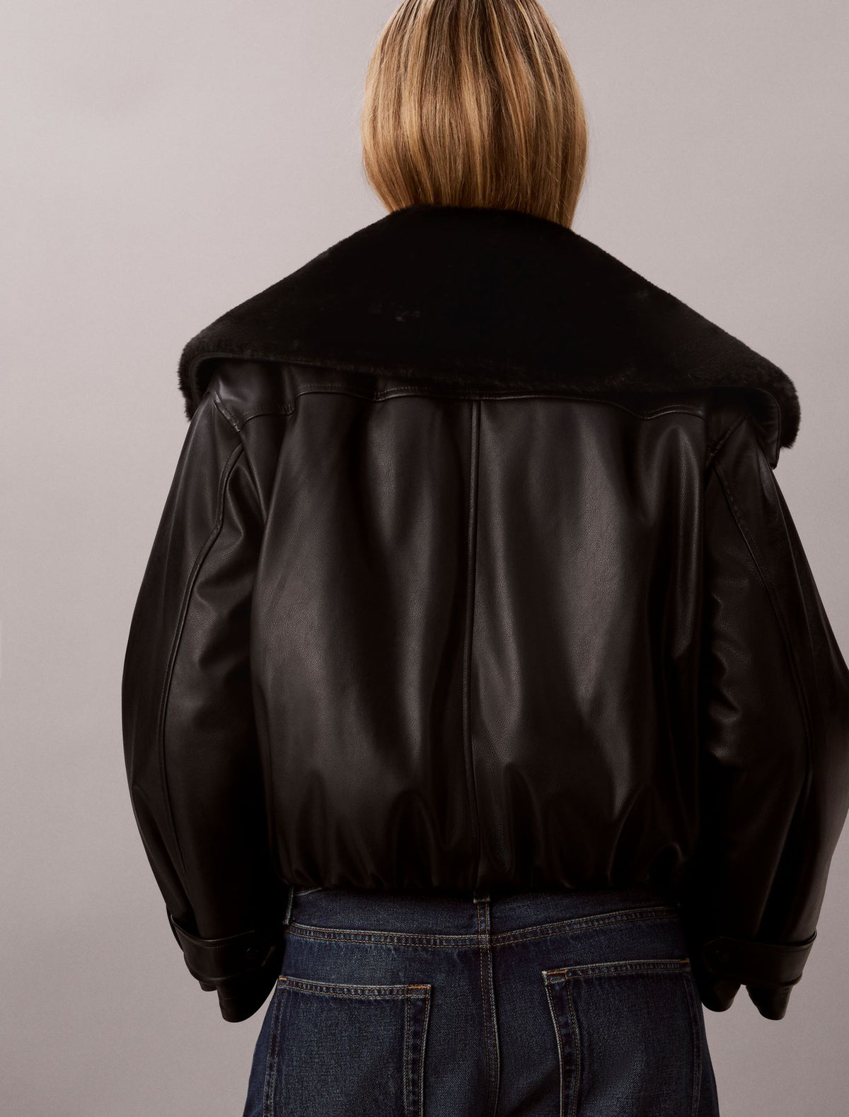 Calvin Klein Faux Leather Padded Bomber Jacket
