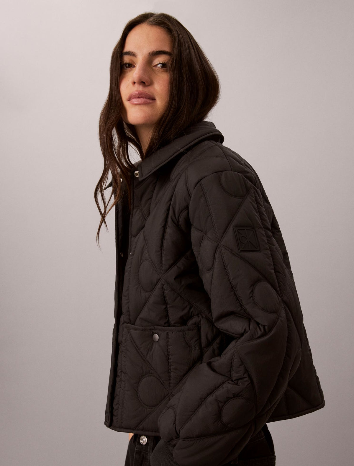 Calvin Klein Emblem Logo Nylon Quilted Liner Jacket