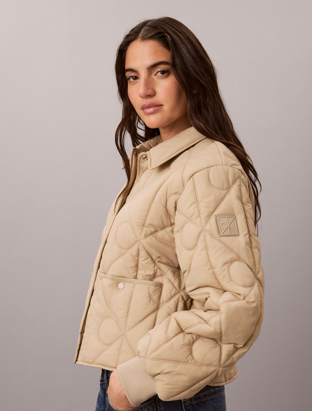 Calvin Klein Emblem Logo Nylon Quilted Liner Jacket
