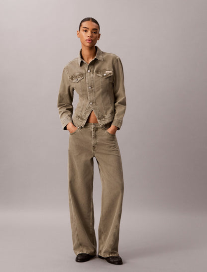 Calvin Klein Cinched Peplum Denim Jacket