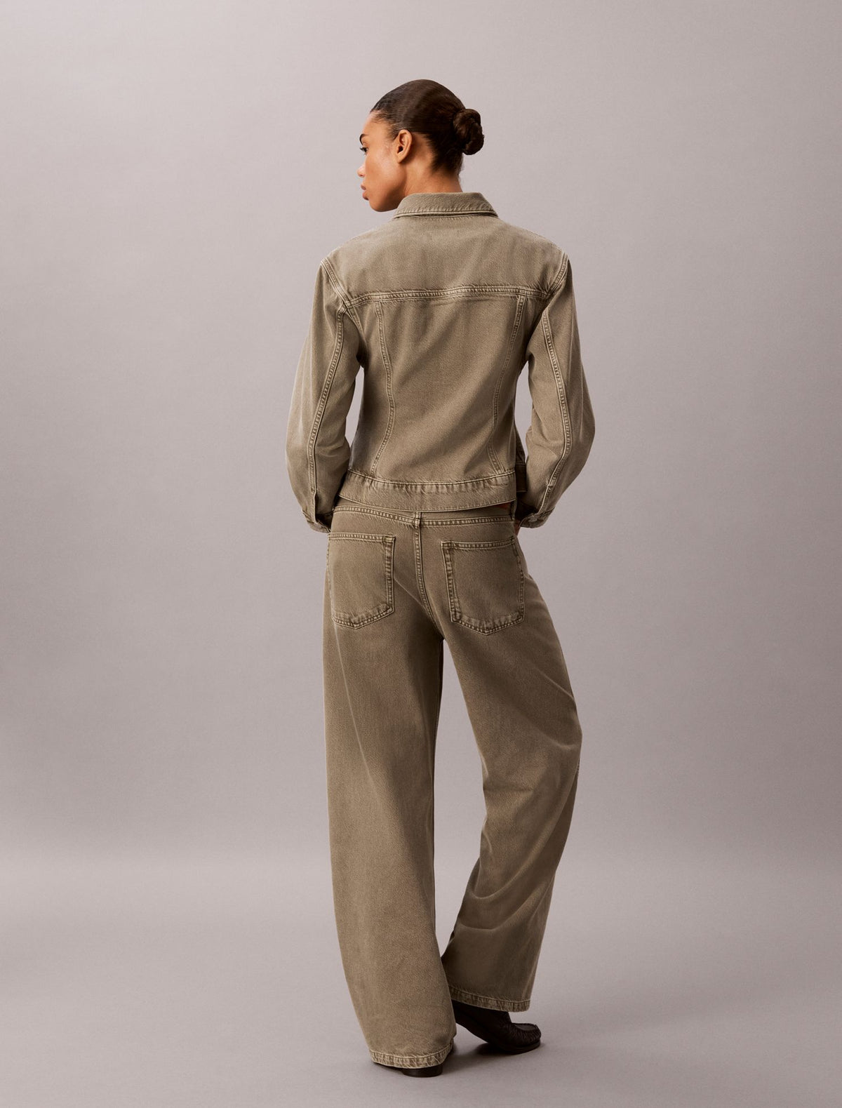 Calvin Klein Cinched Peplum Denim Jacket