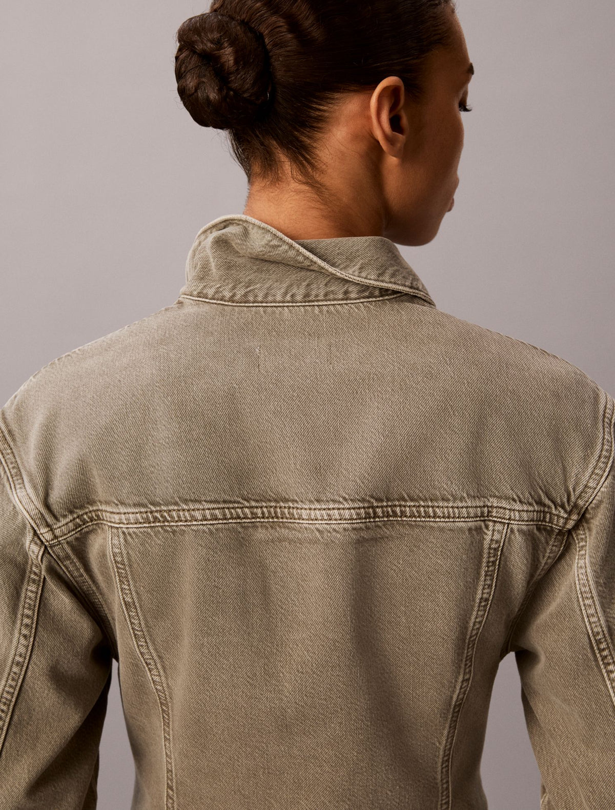 Calvin Klein Cinched Peplum Denim Jacket