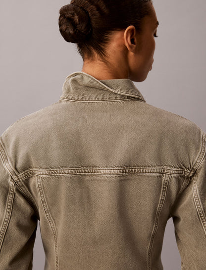 Calvin Klein Cinched Peplum Denim Jacket