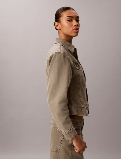 Calvin Klein Cinched Peplum Denim Jacket