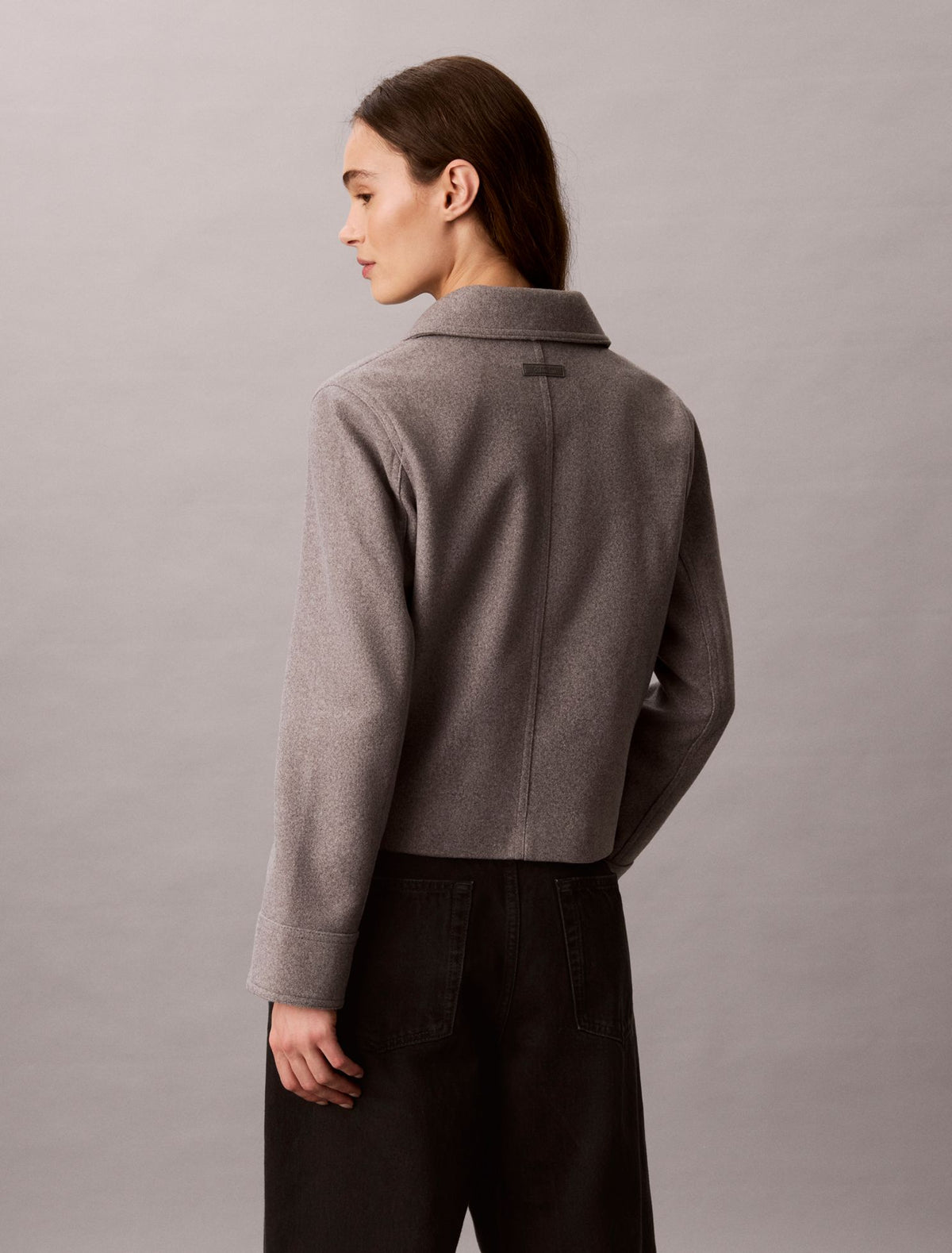 Calvin Klein Faux Wool Stand Collar Jacket