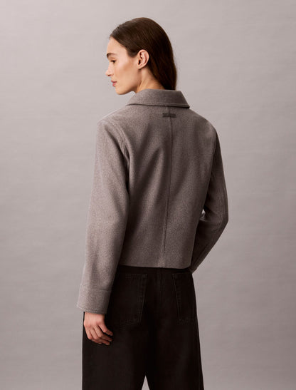 Calvin Klein Faux Wool Stand Collar Jacket