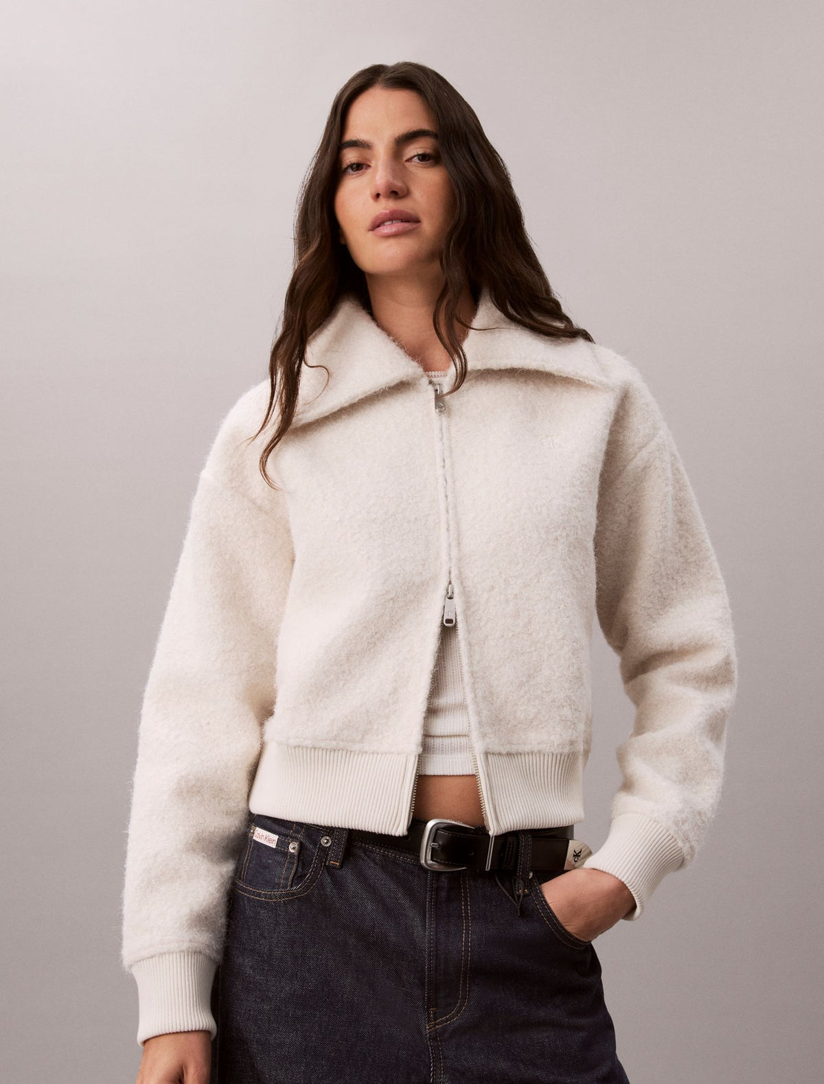 Calvin Klein Brushed Boucle Fleece Zip Jacket