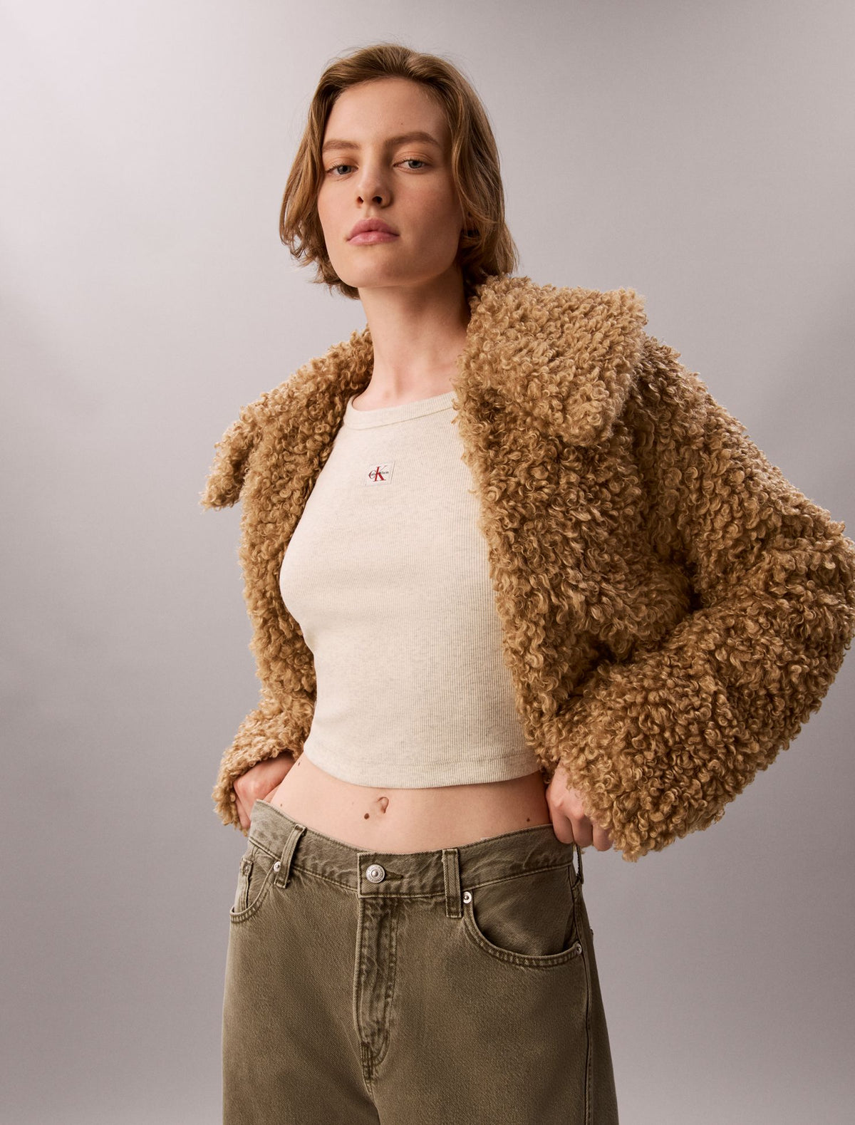 Calvin Klein Faux Teddy Collar Jacket