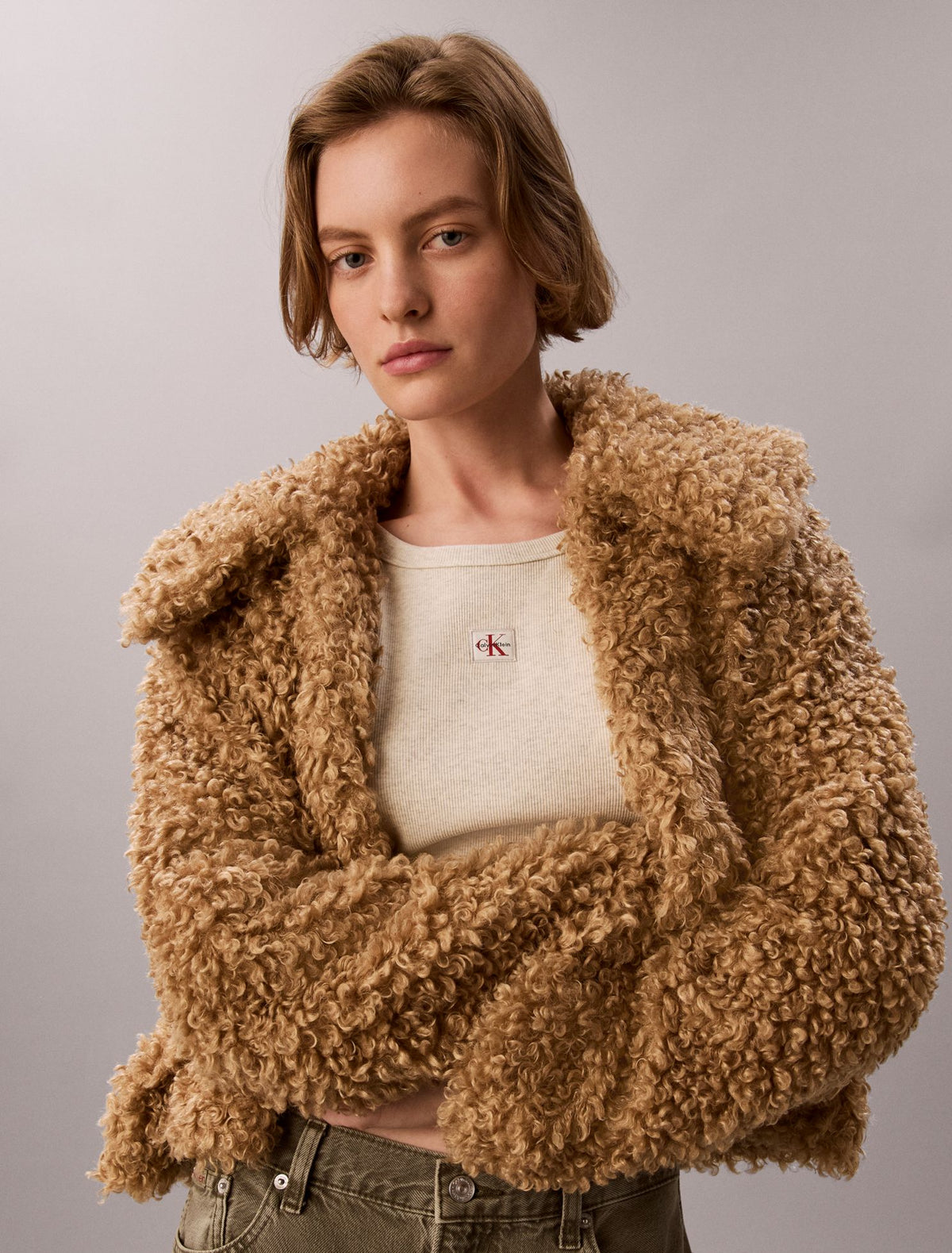 Calvin Klein Faux Teddy Collar Jacket