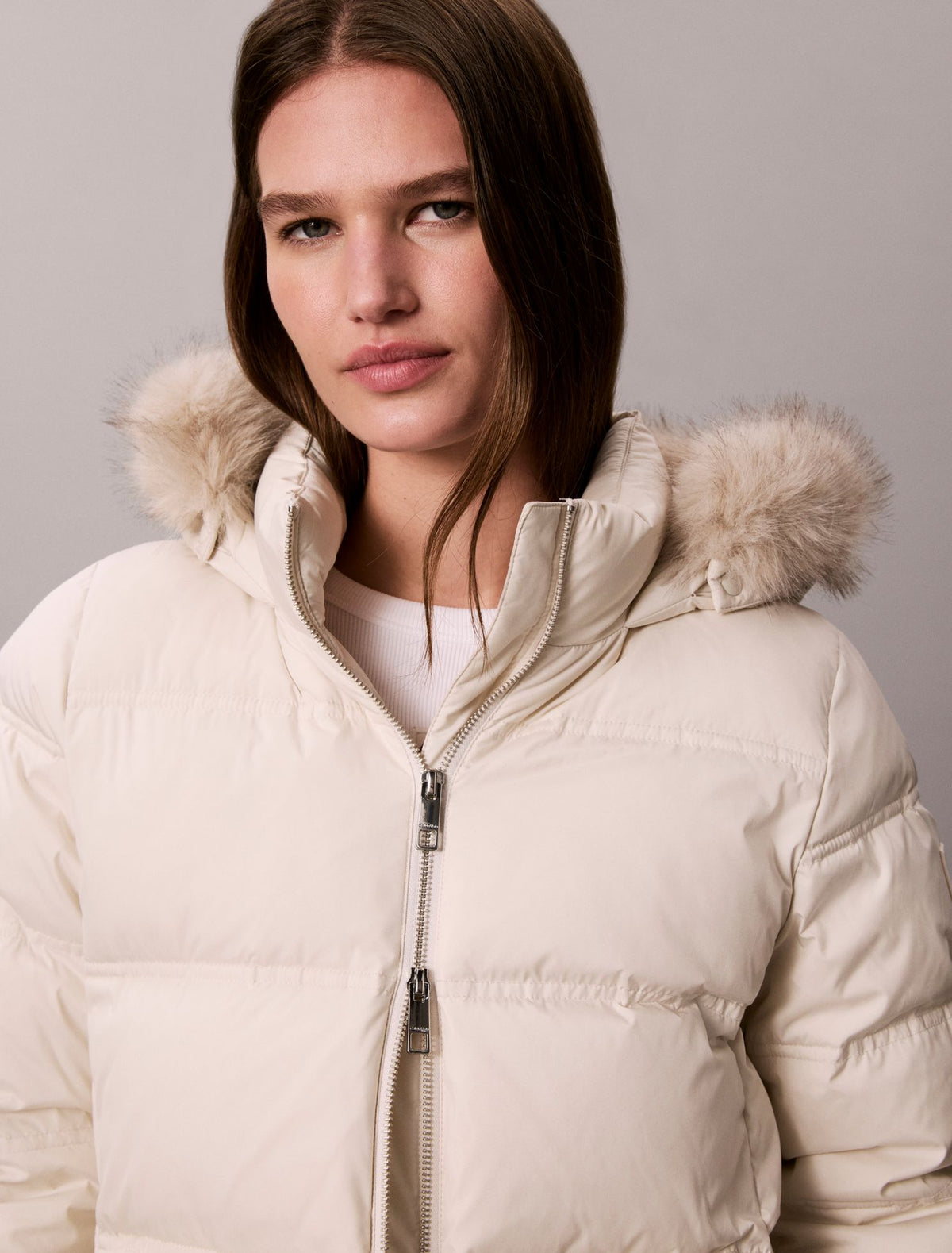 Calvin Klein Matte Belted Short Puffer Jacket