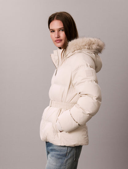 Calvin Klein Matte Belted Short Puffer Jacket