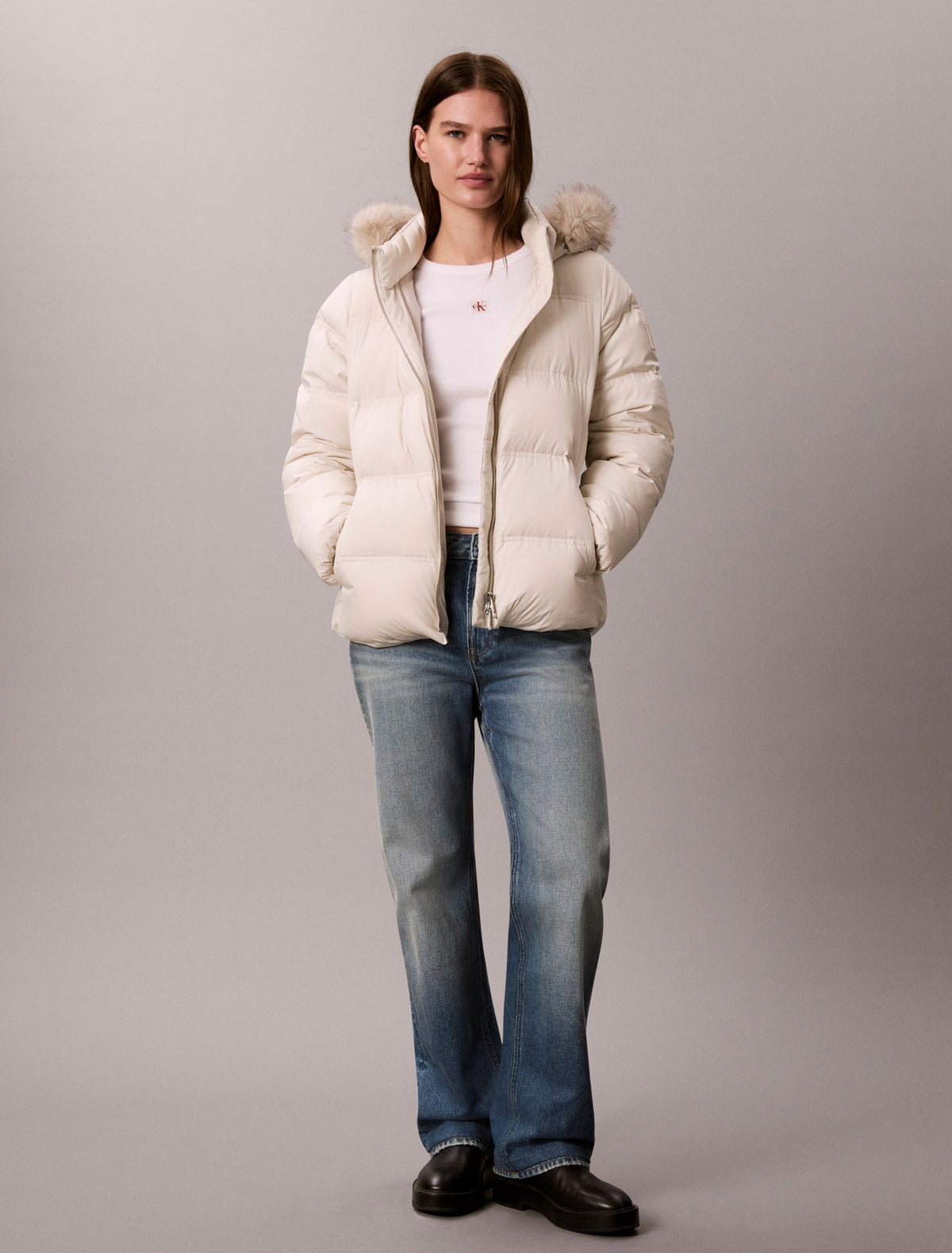 Calvin Klein Matte Belted Short Puffer Jacket