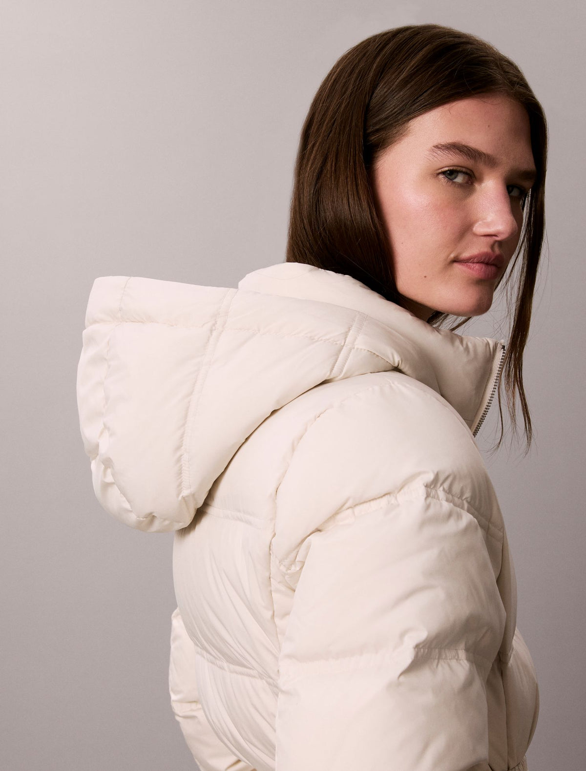 Calvin Klein Matte Belted Short Puffer Jacket