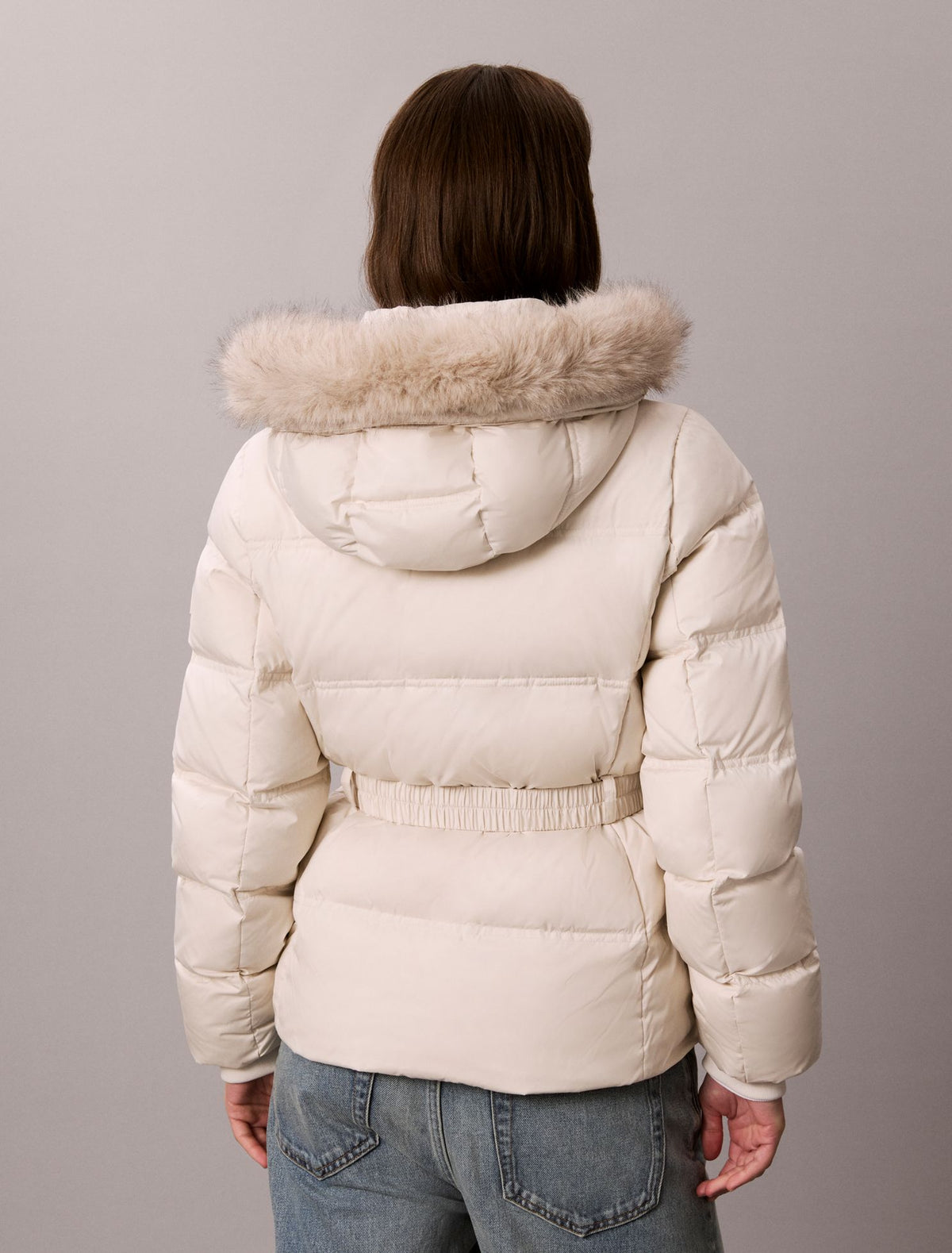 Calvin Klein Matte Belted Short Puffer Jacket