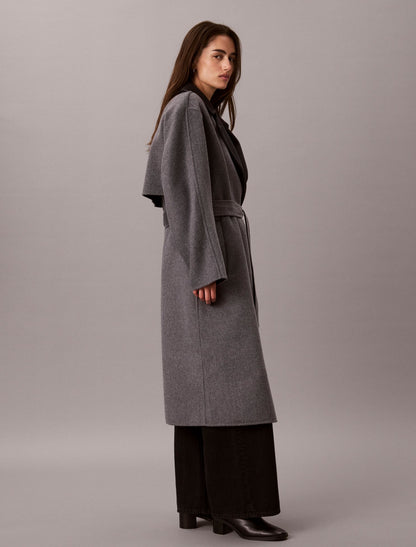 Calvin Klein Melange Wool Blend Wrap Coat