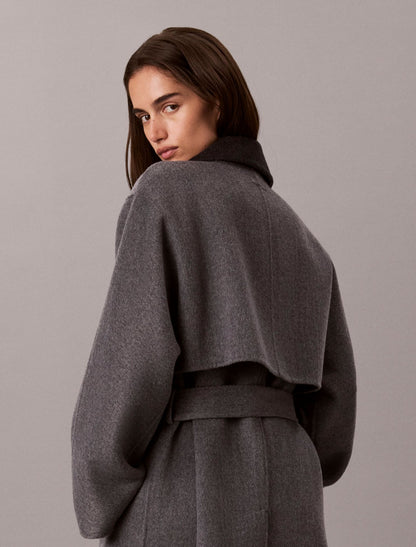 Calvin Klein Melange Wool Blend Wrap Coat