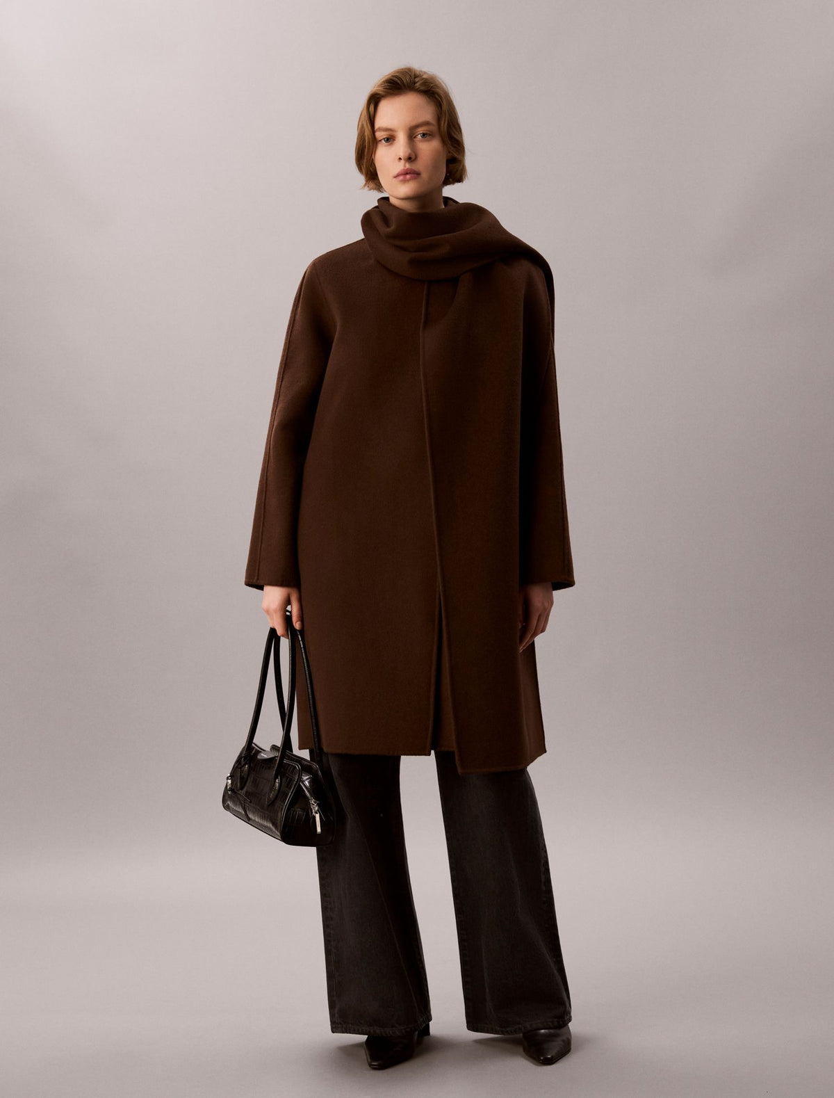 Calvin Klein Wool Blend Scarf Coat