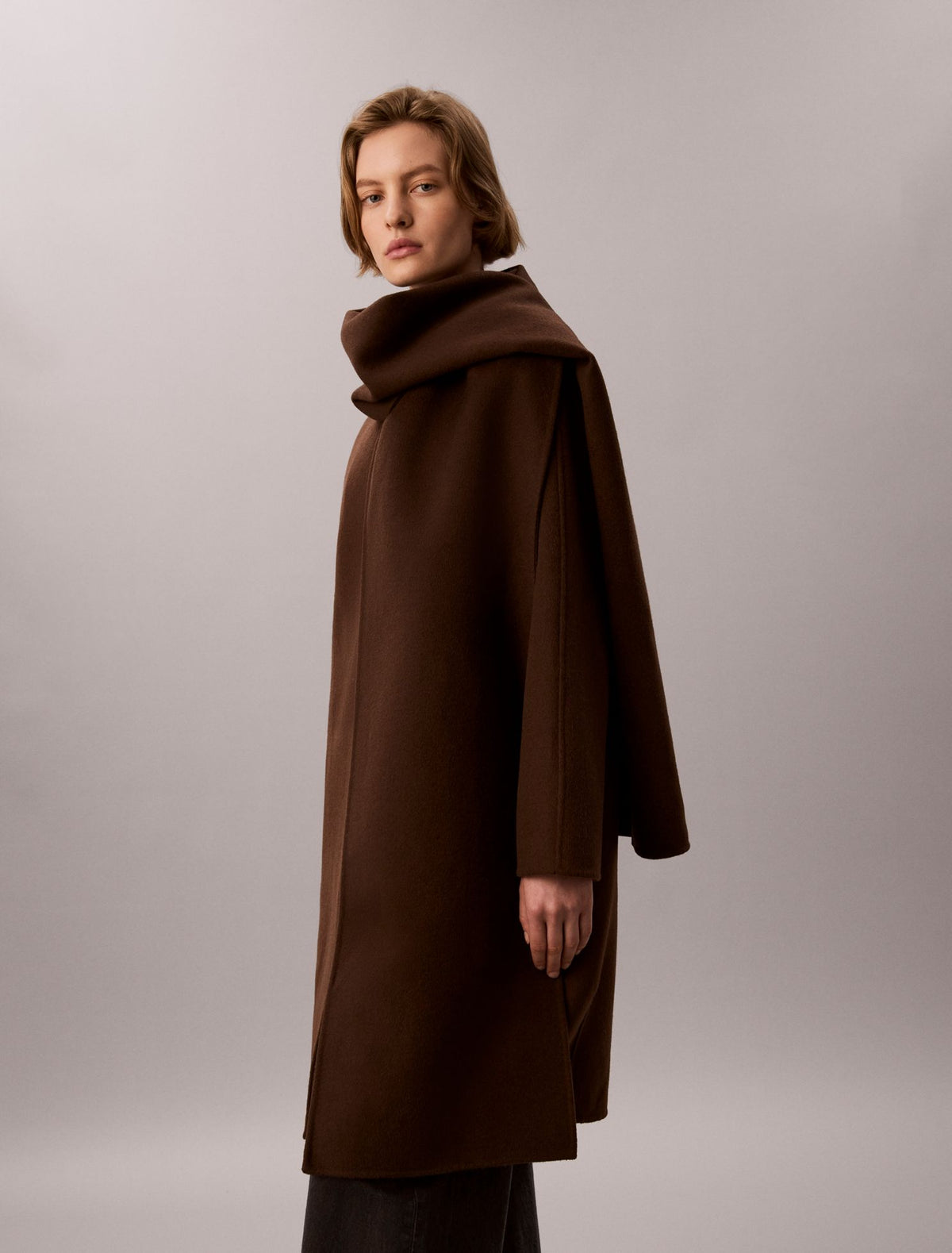 Calvin Klein Wool Blend Scarf Coat