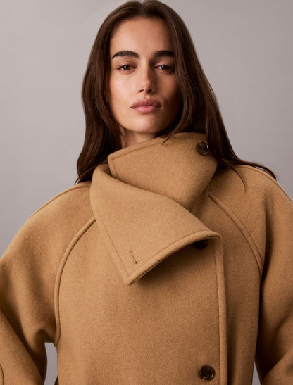 Calvin Klein Wool Blend Funnel Neck Coat