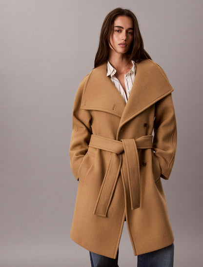 Calvin Klein Wool Blend Funnel Neck Coat