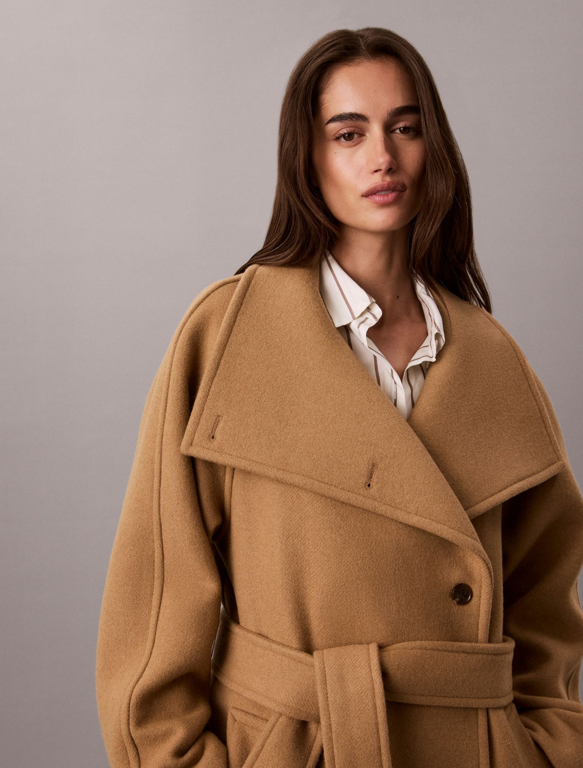 Calvin Klein Wool Blend Funnel Neck Coat