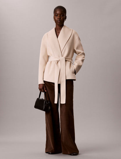 Calvin Klein Shawl Wool Blend Hip Coat