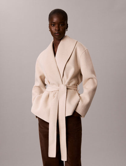 Calvin Klein Shawl Wool Blend Hip Coat
