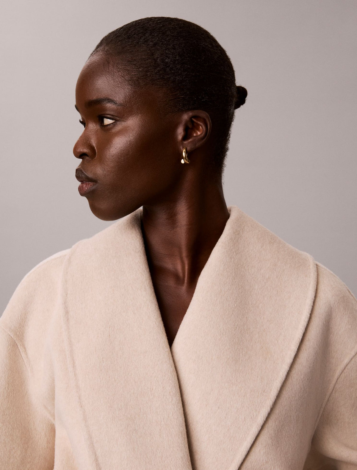Calvin Klein Shawl Wool Blend Hip Coat