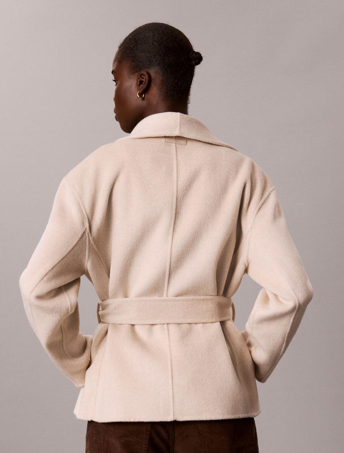 Calvin Klein Shawl Wool Blend Hip Coat