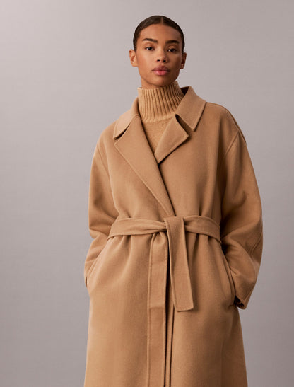 Calvin Klein Double Faced Wool Blend Wrap Coat
