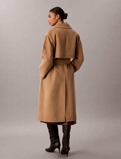 Calvin Klein Double Faced Wool Blend Wrap Coat