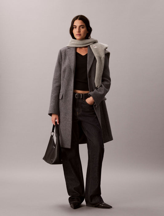 Calvin Klein Tailored Single Breasted Wool Blend Coat