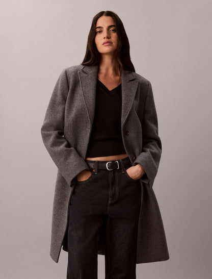 Calvin Klein Tailored Single Breasted Wool Blend Coat