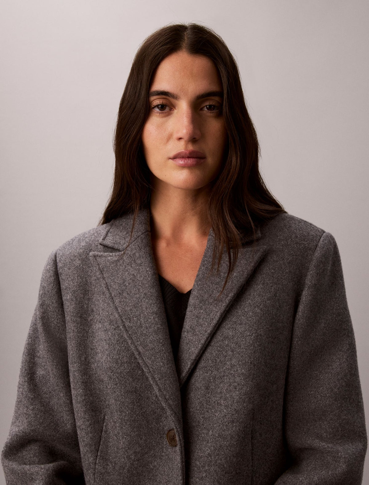 Calvin Klein Tailored Single Breasted Wool Blend Coat