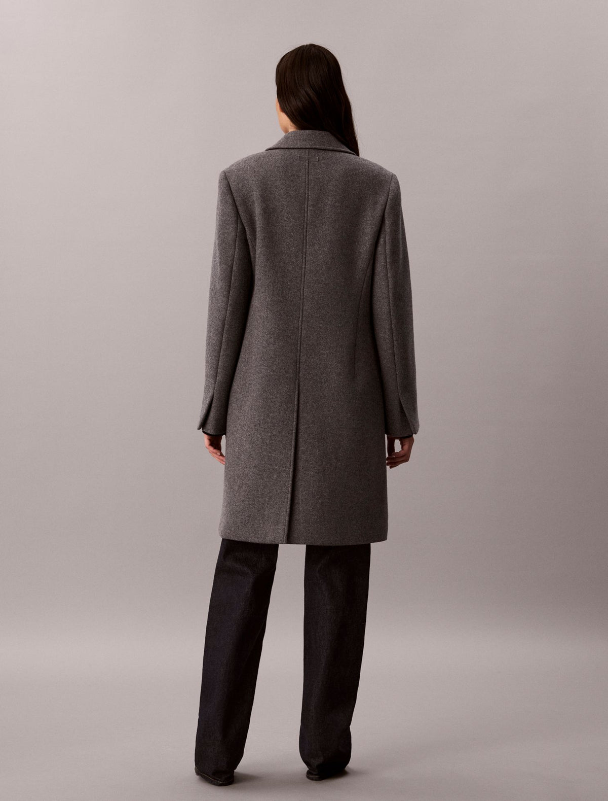 Calvin Klein Tailored Single Breasted Wool Blend Coat