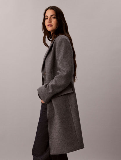 Calvin Klein Tailored Single Breasted Wool Blend Coat