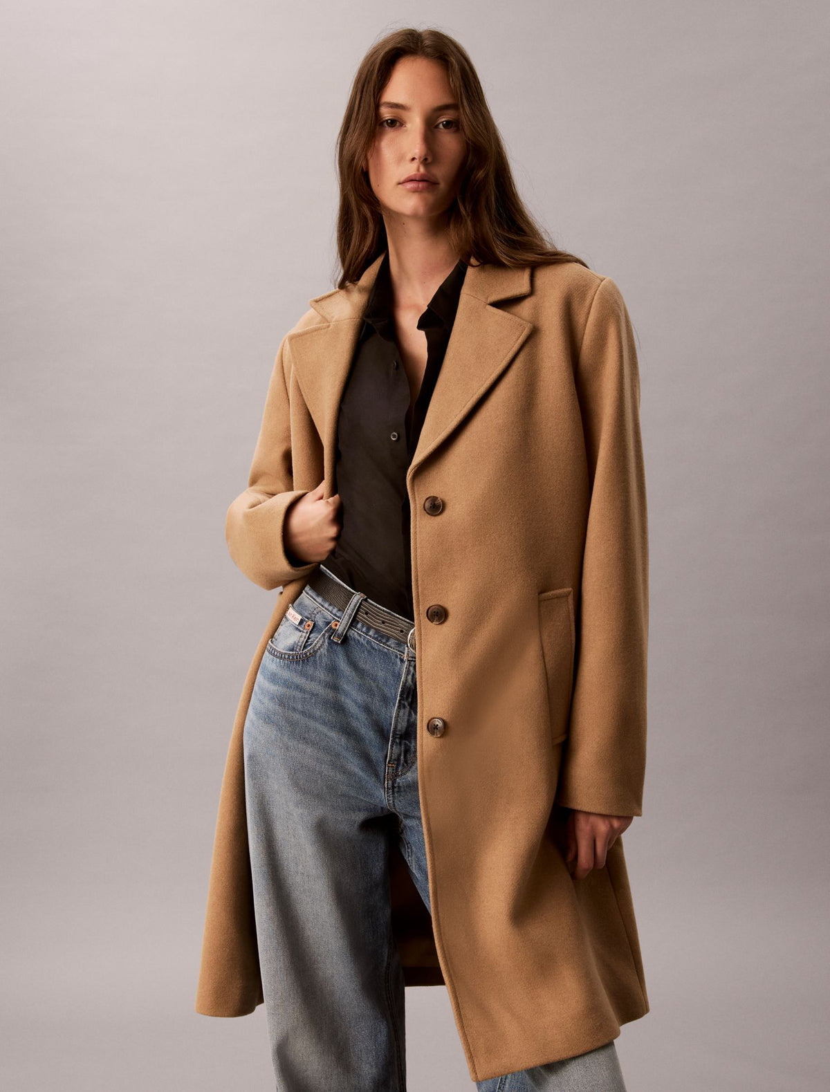 Calvin Klein Wool Blend Tailored Coat