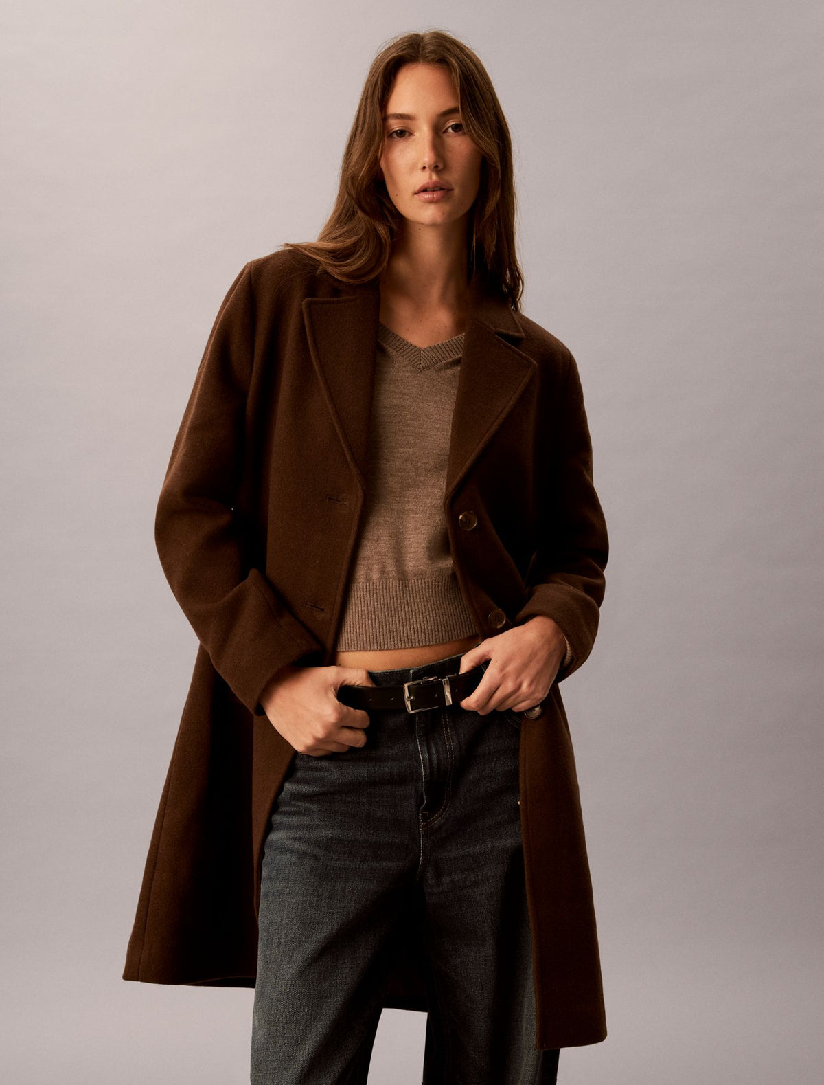 Calvin Klein Wool Blend Tailored Coat