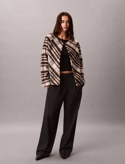 Calvin Klein Mohair Plaid Cardigan Jacket