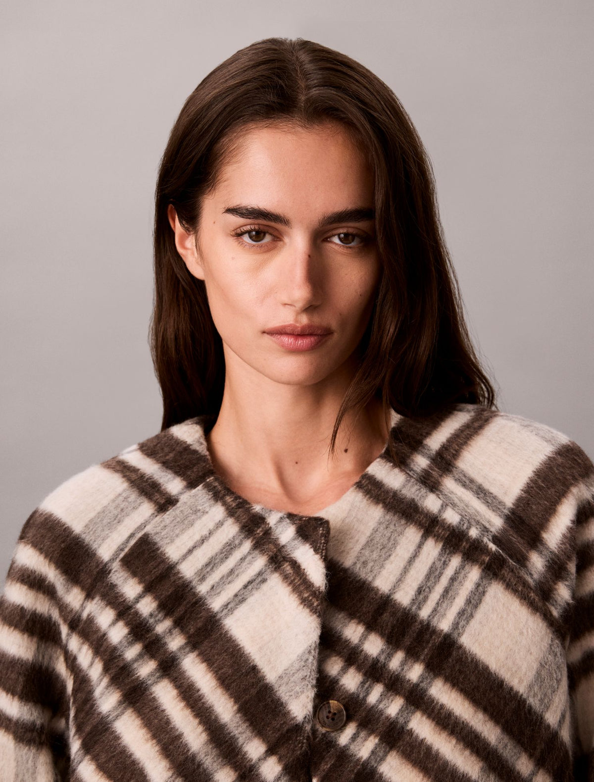 Calvin Klein Mohair Plaid Cardigan Jacket