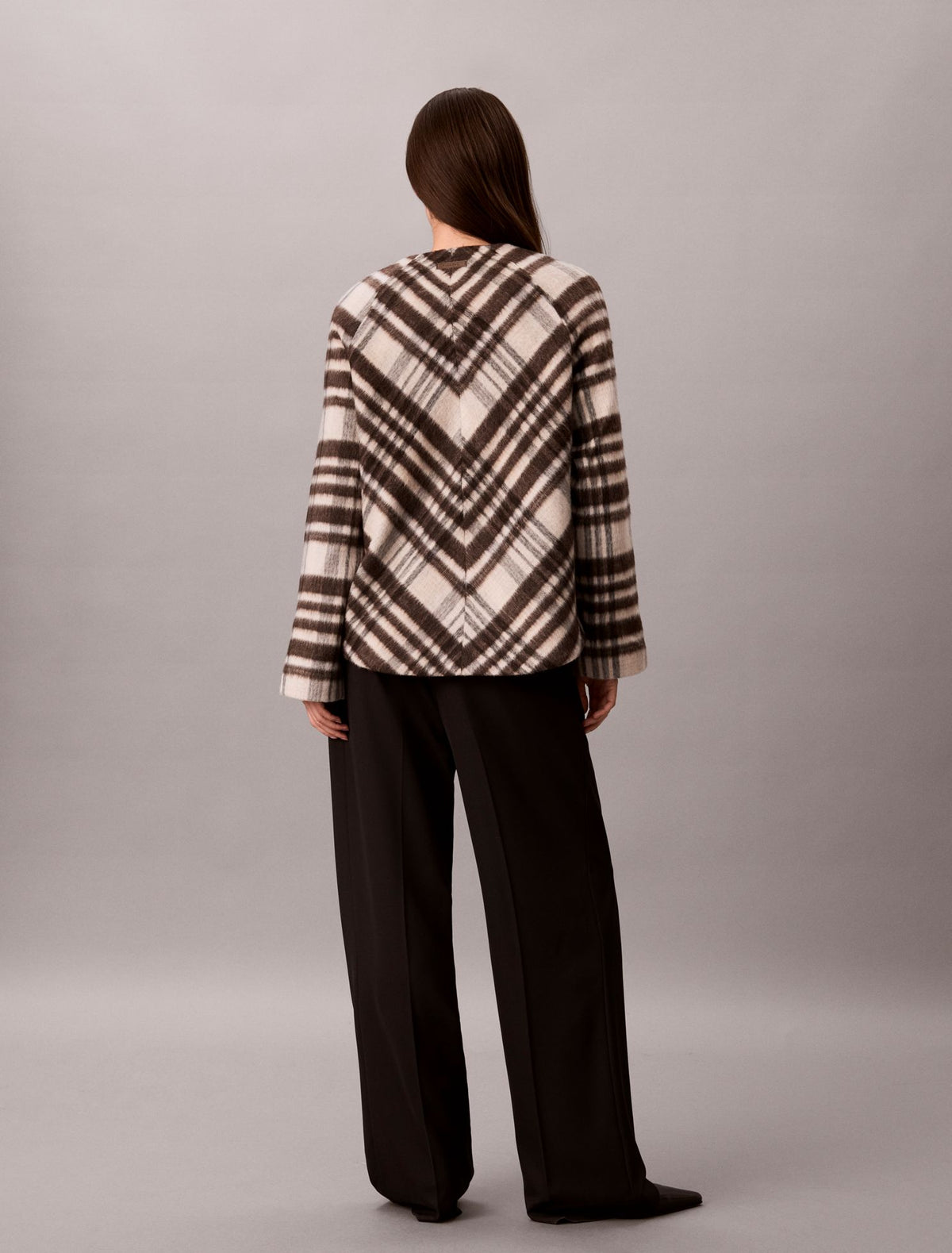 Calvin Klein Mohair Plaid Cardigan Jacket