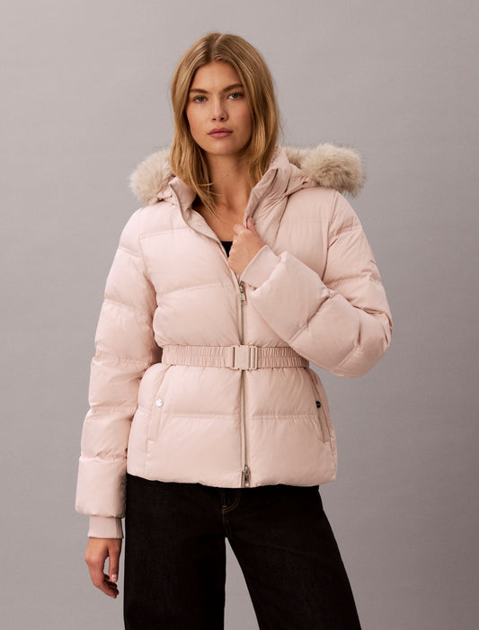 Calvin Klein Matte Belted Short Puffer Jacket