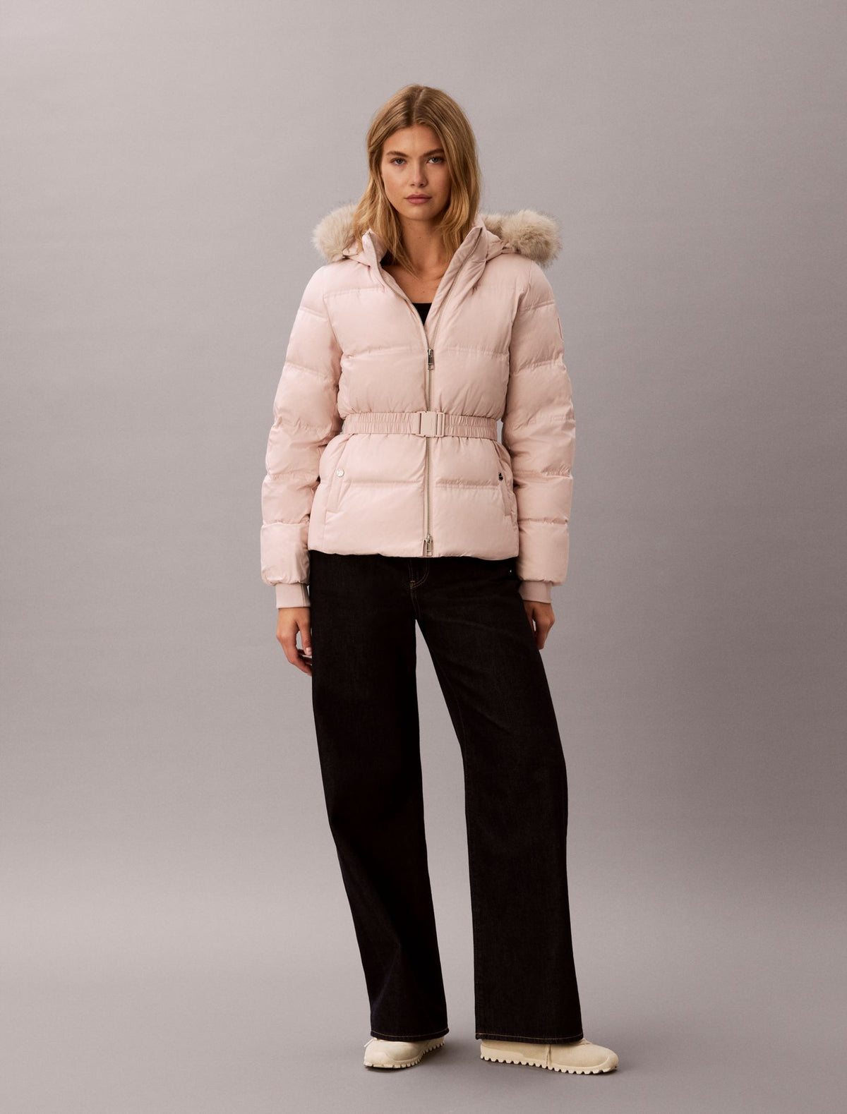 Calvin Klein Matte Belted Short Puffer Jacket