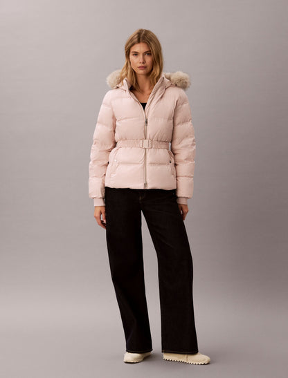 Calvin Klein Matte Belted Short Puffer Jacket