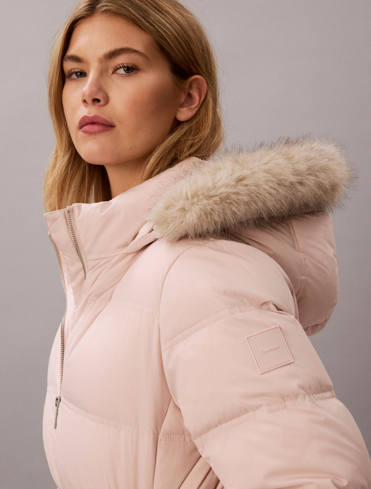 Calvin Klein Matte Belted Short Puffer Jacket