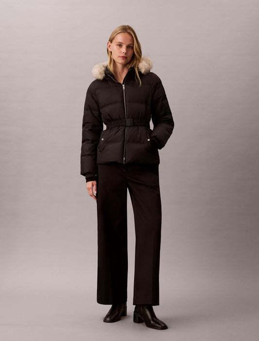 Calvin Klein Matte Belted Short Puffer Jacket