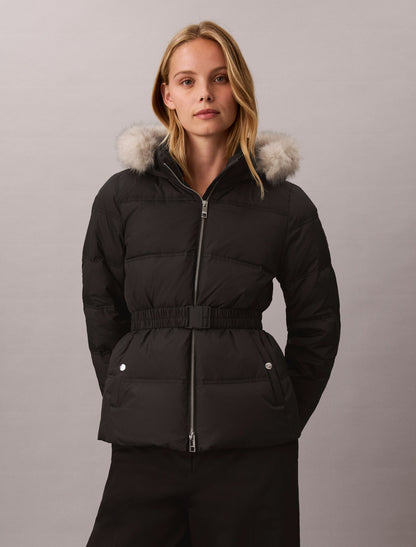 Calvin Klein Matte Belted Short Puffer Jacket
