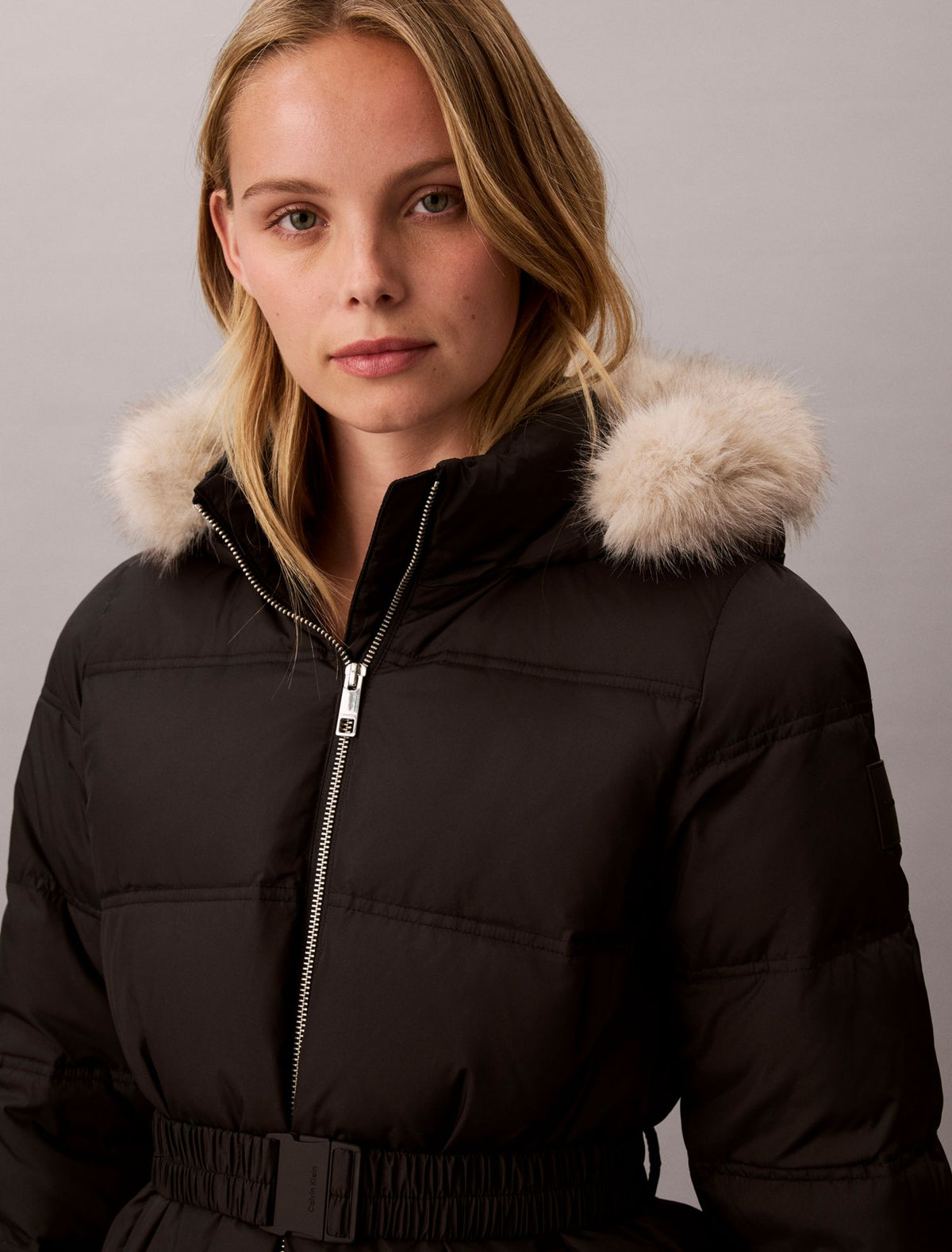 Calvin Klein Matte Belted Short Puffer Jacket
