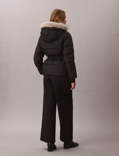Calvin Klein Matte Belted Short Puffer Jacket